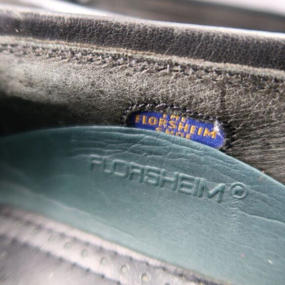 Florsheim Shoes Mens 9 Loafers Slip On Classic Leather Retro Dress Formal Black - Picture 12 of 16